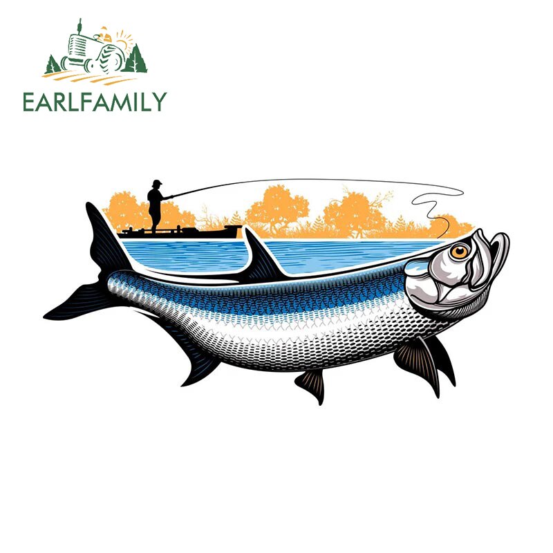 

EARLFAMILY 13 см x 7,2 см для рыбалки, забавные автомобильные наклейки, фургон, водонепроницаемая наклейка, автомобильные аксессуары, мотоциклетная доска, виниловый Декор