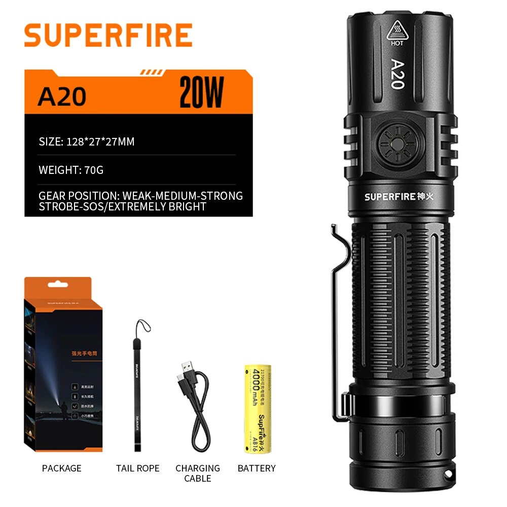 

SUPERFIRE A20 тактический фонарь 2000lm