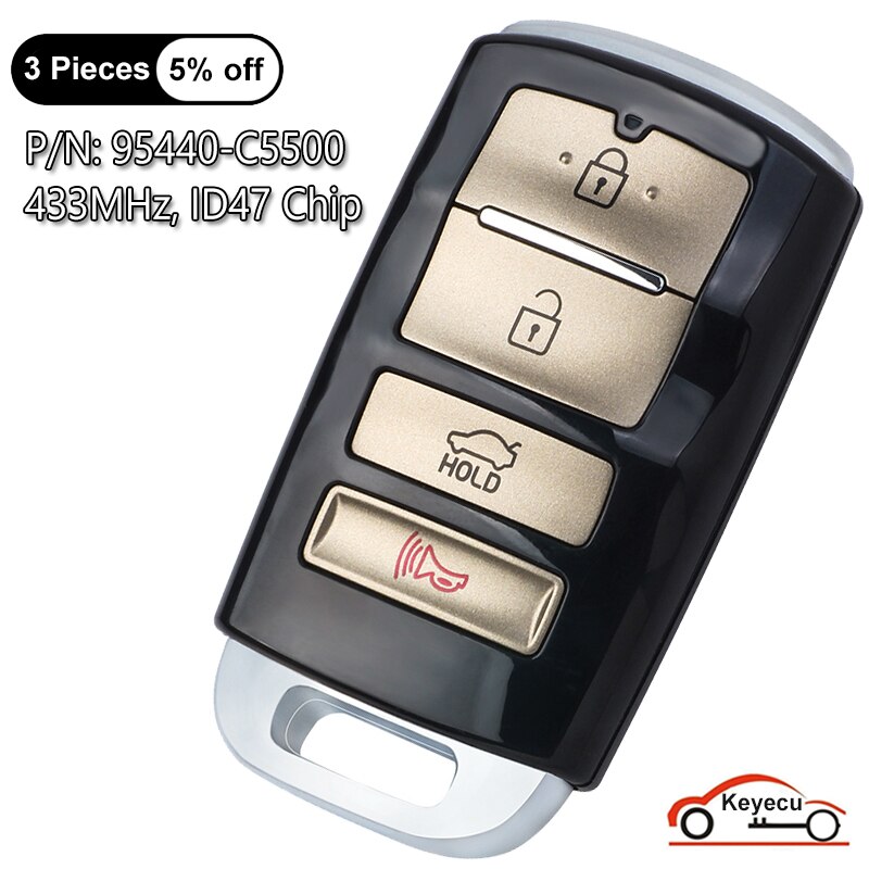 

KEYECU 4 кнопки 433 МГц ID47 чип для Kia Sorento 2018 2019 автоматический умный пульт дистанционного управления брелок 95440-C5500, FCC ID: Φ