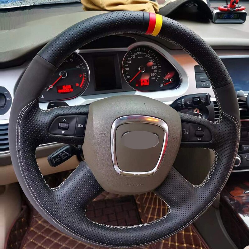 

Для Audi Old A4 B7 B8 A6 C6 2004-2011 Q5 2008-2012 Q7 2005-2011 Ручное шитье из черной натуральной замши