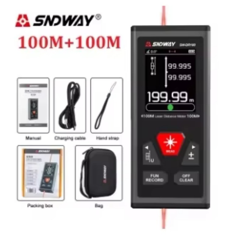 

SNDWAY SW DR60 DR100 Двусторонний лазерный дальномер Двусторонний лазерный дальномер Красный лазерный измерительный цифровой дальномер