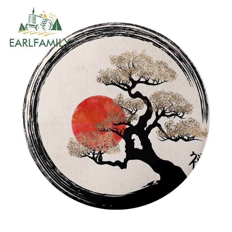 

EARLFAMILY 13 см для Enso, круглая и бонсай, автомобильная наклейка, забавная круглая Защитная Наклейка для двери автомобиля, аксессуары для кондиционера