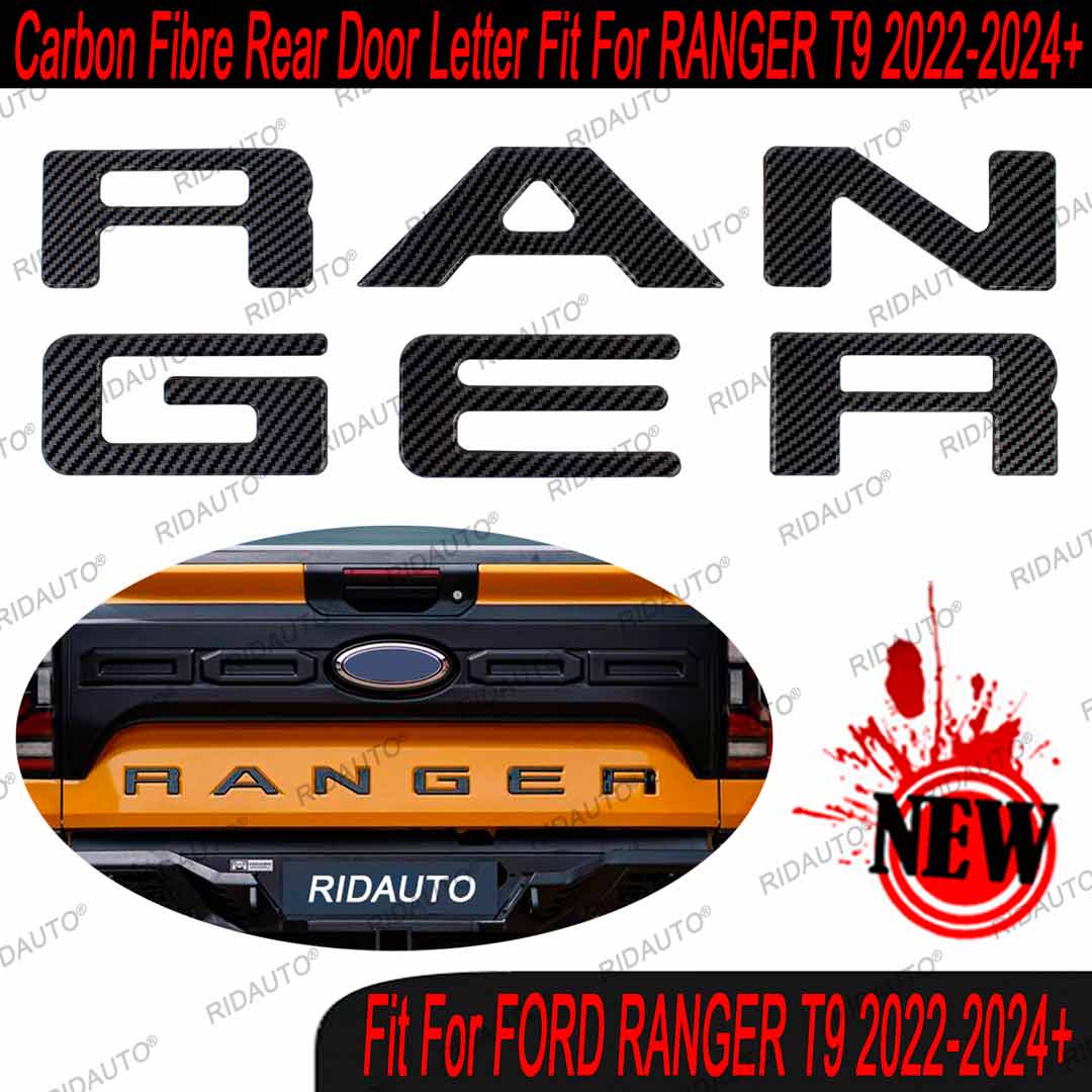

3D эмблема из углеродного волокна ABS Подходит для Ford Ranger T9 2022 2023 2024 + Wildtrak Sport XLT XL + XL буквы логотипа задней двери