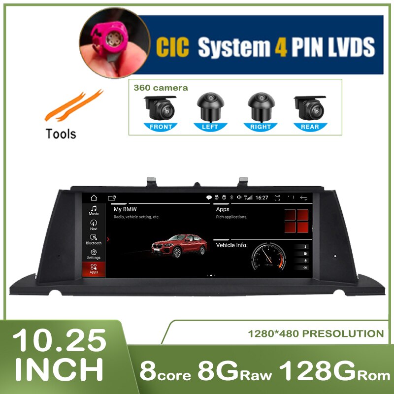 

10,25-дюймовый Android 14 ID8 для BMW 5 серии GT F07 2009-2016 CIC NBT Система CarPlay Беспроводная автоматическая стереосистема Мультимедийная навигация