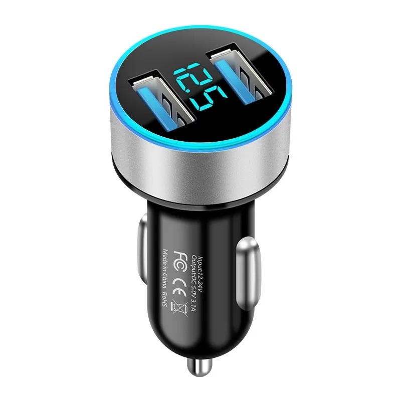 

3,1 А, быстрое автомобильное зарядное устройство с двумя USB-портами, прикуриватель, 2-портовая USB-адаптер питания с обнаружением напряжения для iPhone Samsung