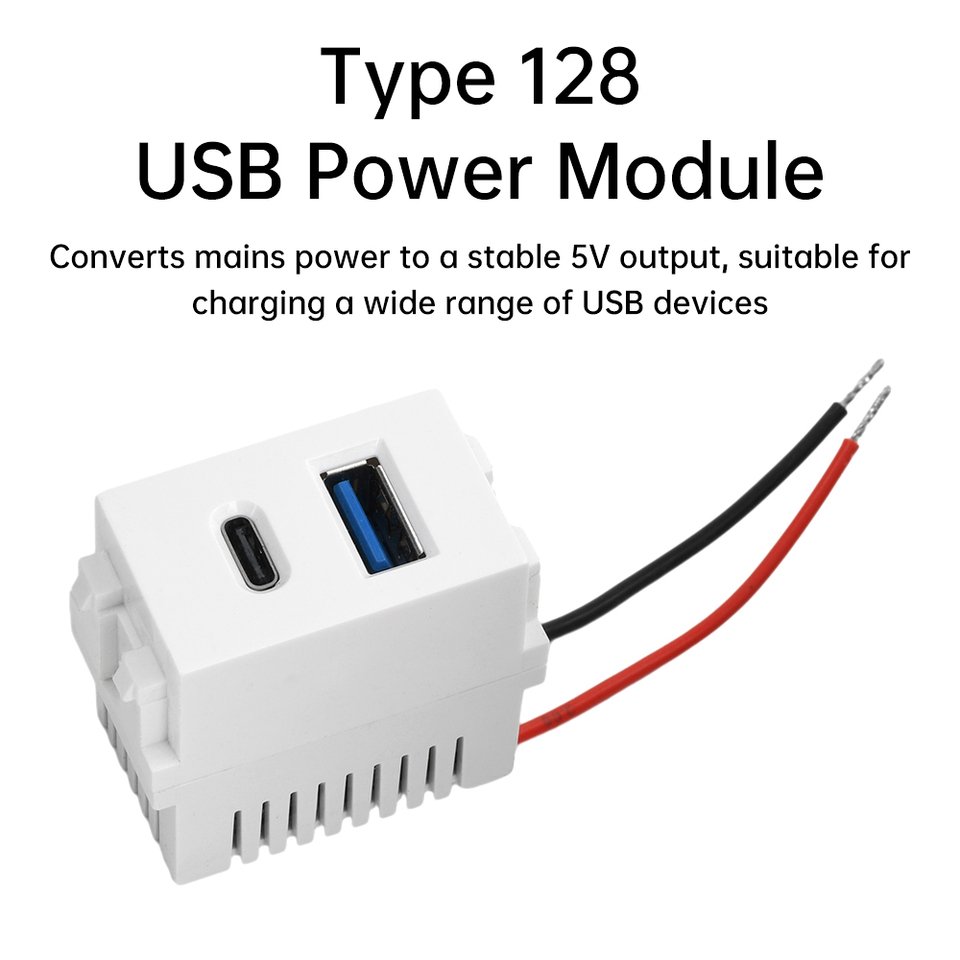 

Тип 128 USB-модуль питания 220V Розетка 5V 2.1A Двухпортовый USB-модуль зарядного разъема типа C