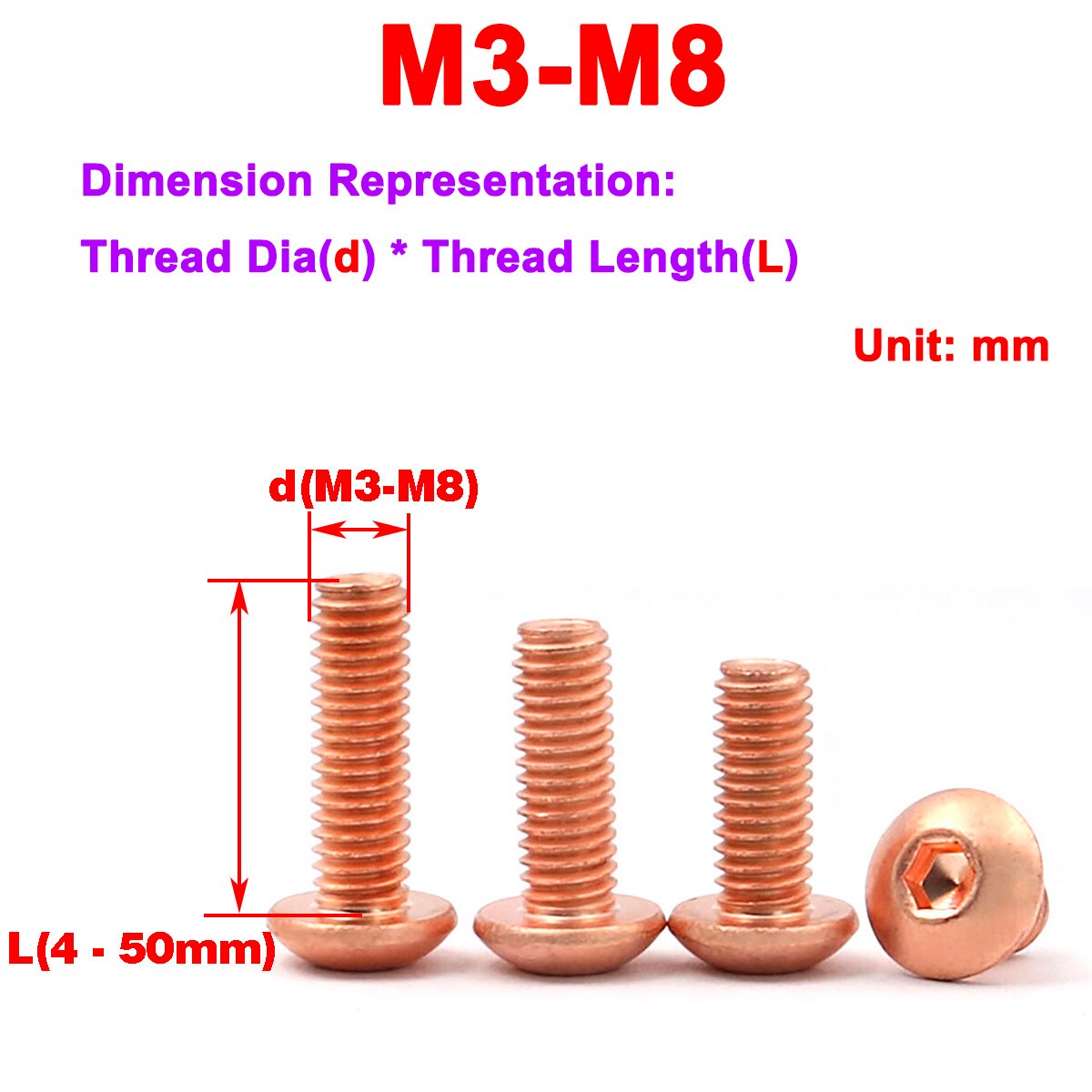 

Красные медные винты M3M4M5M6M8