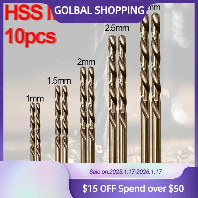 

Надежный набор кобальтовых сверл HSS M35, 10 шт. 1 мм 1 5 мм 2 мм 2 5 мм 3 мм, долговечная работа для прочных металлов