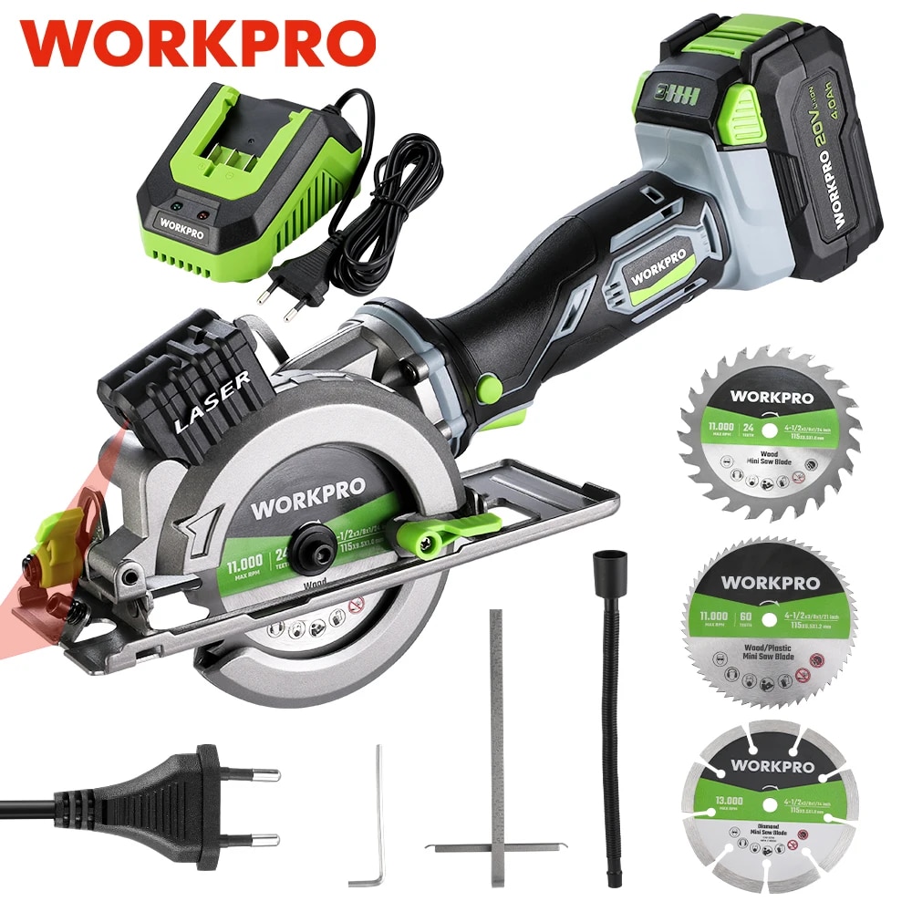 

WORKPRO W125231AS электрическая мини-циркулярная пила 20В с лазером