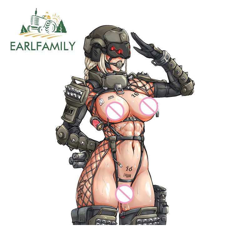 

EARLFAMILY NSFW женский солдат автомобильные наклейки Salute Posture очаровательные аниме Waifu наклейки виниловый фургон JDM украшения аксессуары