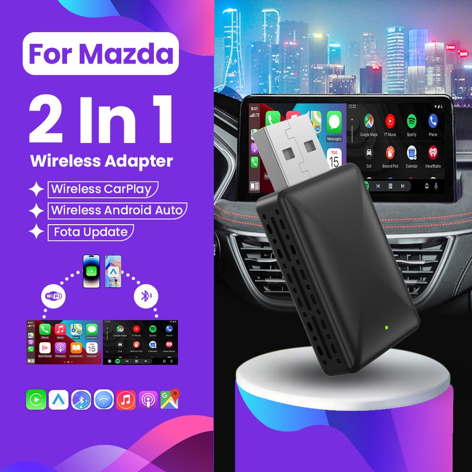 

Беспроводной Android-адаптер Carplay Wireless Smart Bluetooth 2 в 1Dongle для Mazda CX‐9 MX‐5 CX‐3 CX30 MX‐30 CX‐90 Mazda6