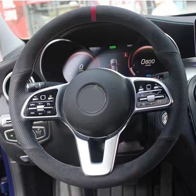 

Прошитая вручную Нескользящая Кожаная оплетка на руль для Mercedes Benz A-Class W177 B-Class W247 C-Class W205 CLS-Class