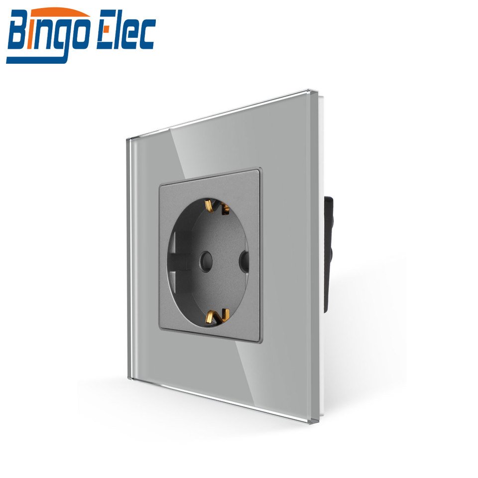 

BINGOELEC EU USB-розетка с зарядным портом USB/Type-c, стеклянная панель, электрические европейские розетки и розетки, бытовая техника, 220 В