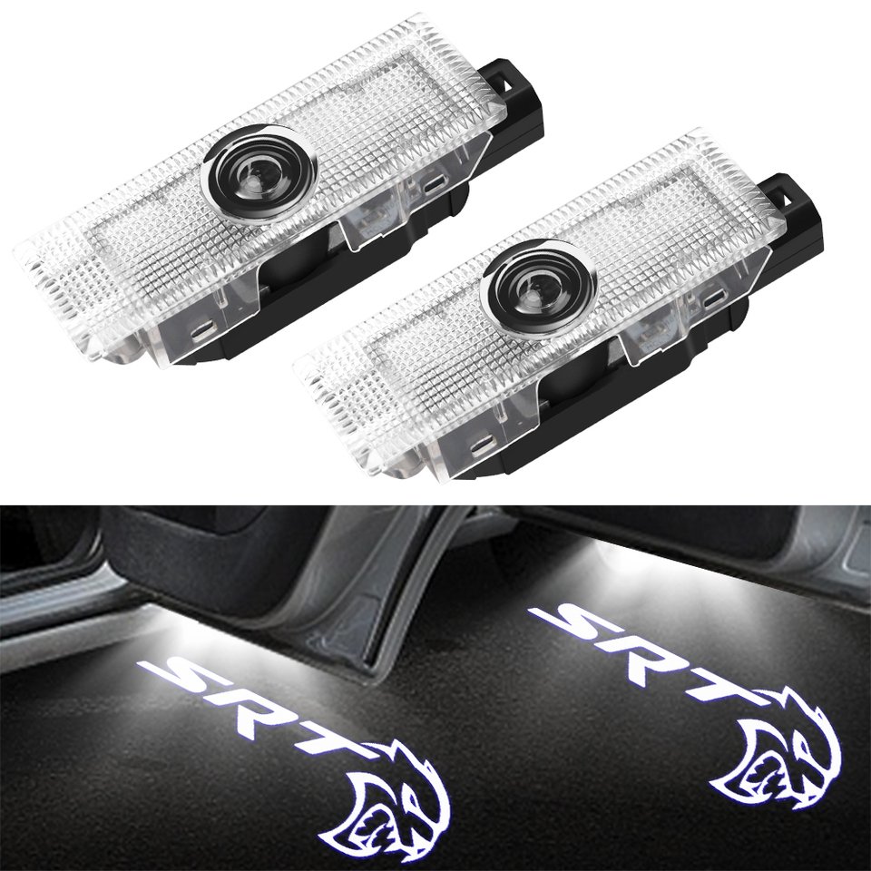 

Подсветка Дверей SRT White Logo Welcome Для Dodge Challenger 2013-2019, Двойная Призрачная Тень, 12В/24В, Размер 36 См