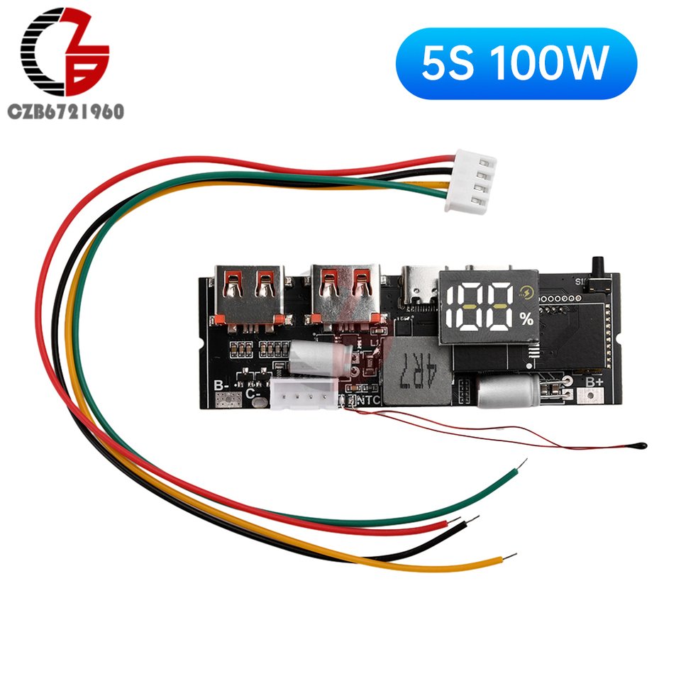 

3S 4S 5S 65 Вт 100 Вт Power Bank с двойным портом C, двусторонняя быстрая зарядка, мобильный модуль питания 18650, зарядная плата, материнская плата «сделай сам»