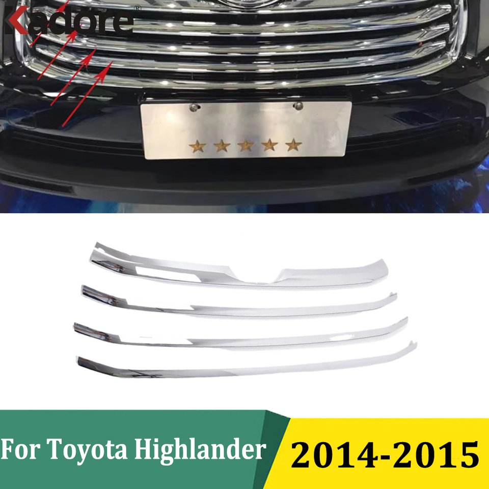 

Для Toyota Highlander 2014 2015 ABS Хромированная передняя Центральная решетка гриля молдинговая крышка протектор гоночные решетки отделка автомобильные аксессуары