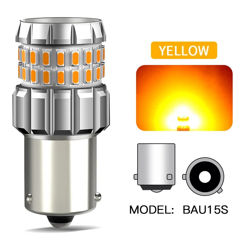 

2 шт. 1156 BA15S BAU15S Светодиодная лампа Canbus No Hyper Flash Янтарно-желтый P21W PY21W T20 7440 WY21W Светодиодные лампы указателя поворота 12 В