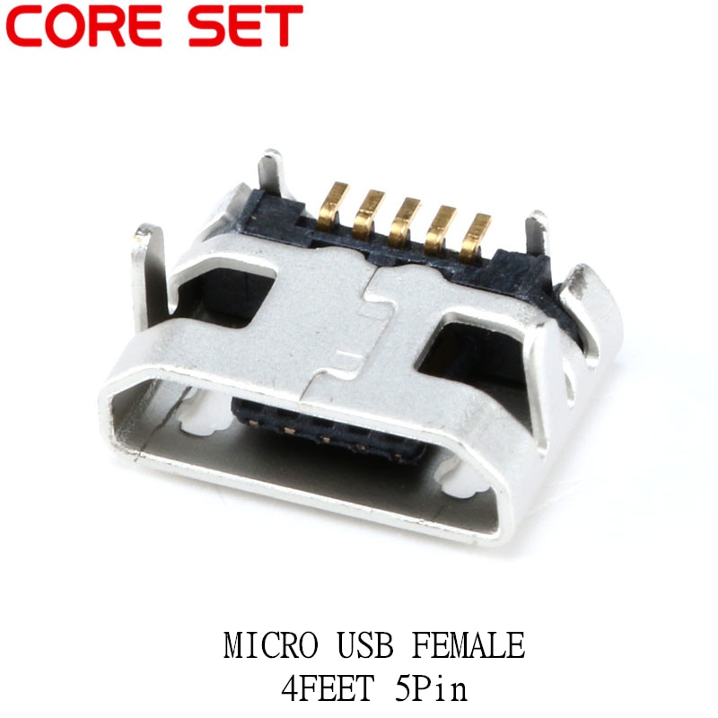 

100 шт., разъем Micro USB, гнездо, 5pin, разъем для зарядки, четыре гнезда, Micro USB, 5P, вставки пластины, сиденья, мини usb-Коннекторы