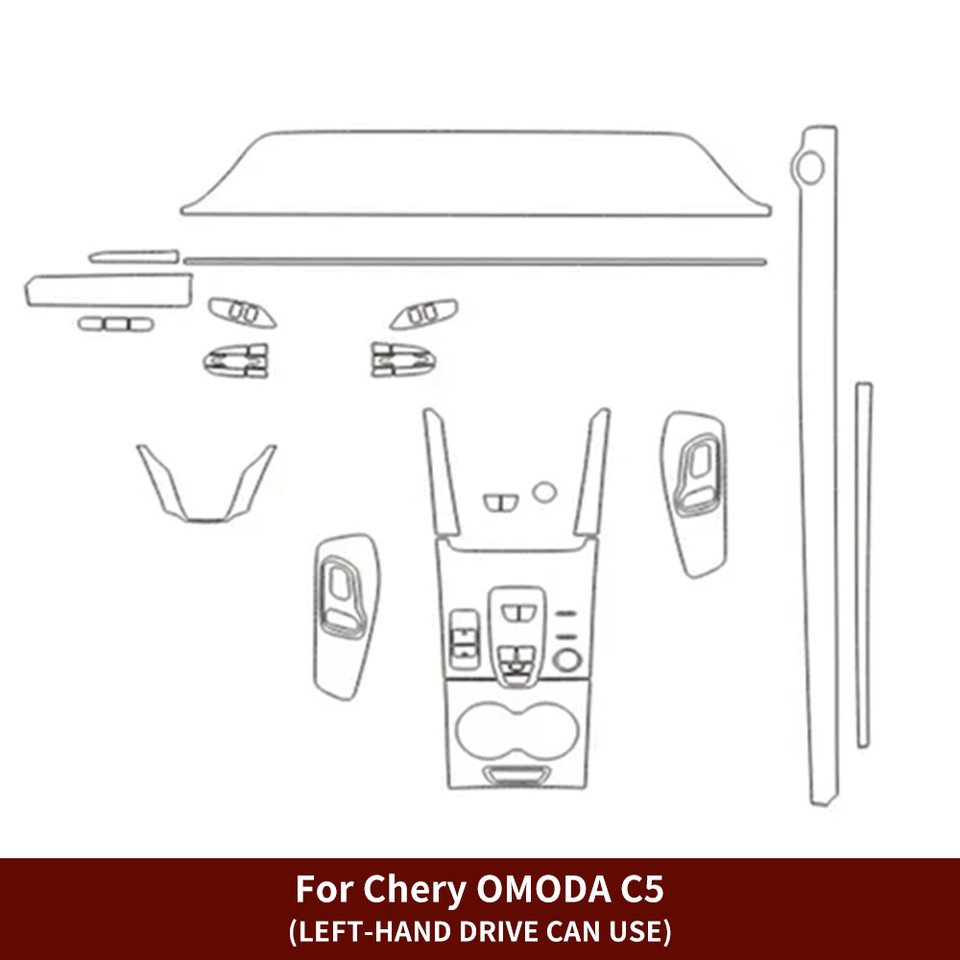 

Для Chery OMODA A5/C5 2022-2024 внутренняя пленка для салона автомобиля, приборная панель, пианино, центральная консоль, прозрачная пленка из ТПУ с защитой от царапин
