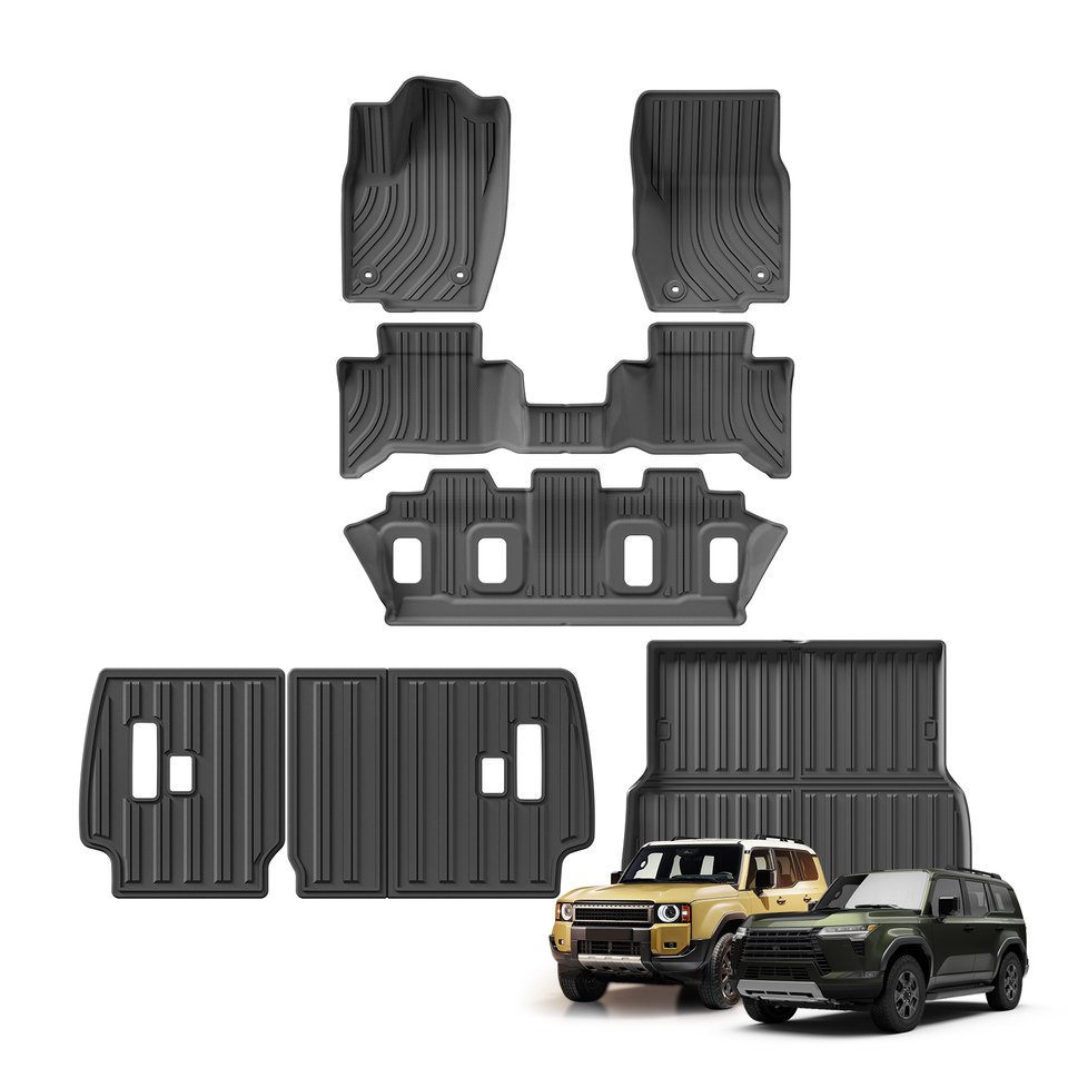 

Для Toyota Land Cruiser Prado J250 LC250 2024, 5 мест, американская версия, автомобильные коврики, коврик в багажник, TPE, 3D коврик для ног, черный левый руль