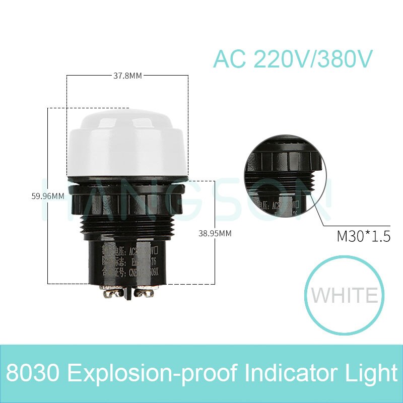 

Взрывозащищенный индикатор Φ сигнальная лампа AC DC 24V 36V 220V 380V EX Pilot Lamp для управления распределительной коробкой DIY