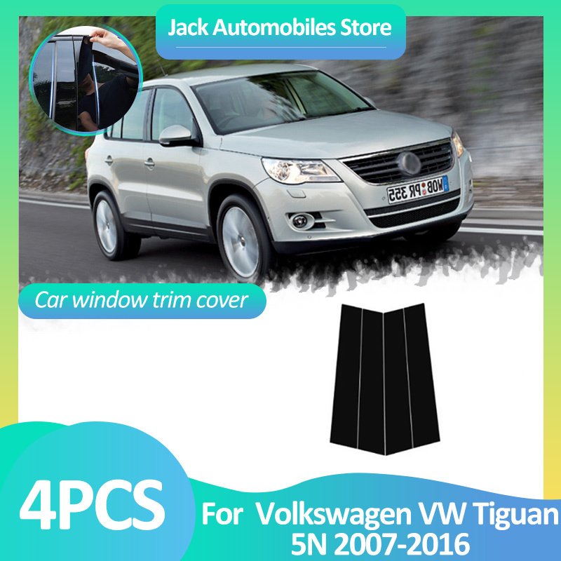 

Накладка на окно автомобиля для Volkswagen VW Tiguan 5N 2007 ~ 2016 2008, наклейка на стойку, черное углеродное волокно, серебро, B C, аксессуары для колонны