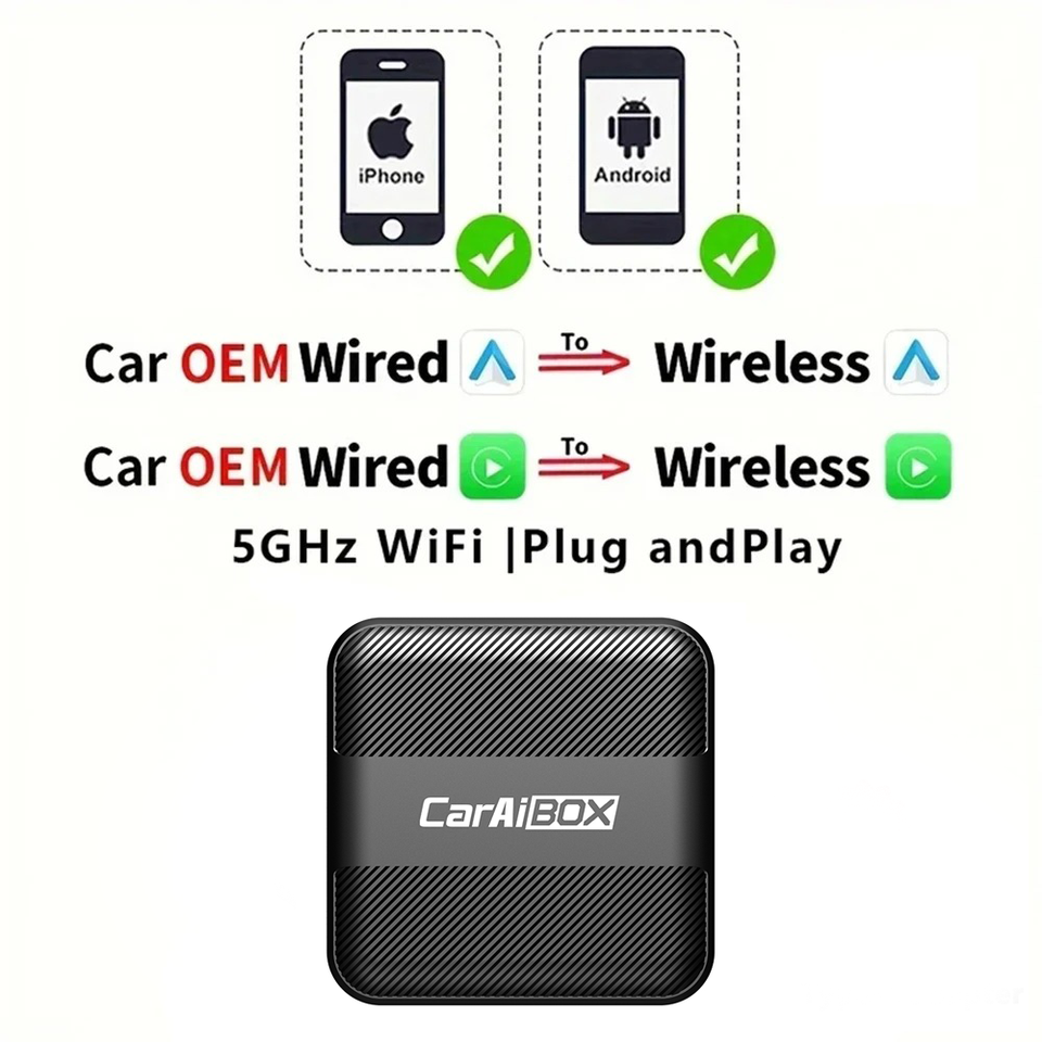 

Беспроводной адаптер CarAiBOX Android Auto Mini Ai Box для Audi Volvo VW Toyota Benz Mazda Suzuki Peugeot Kia Ford Jeep Honda