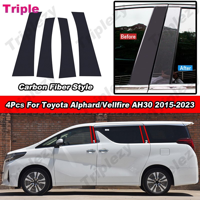 

4 шт. глянцевая черная крышка стойки фортепиано для Toyota Alphard Vellfire AH30 2015-2023, наклейки на окна автомобиля из углеродного волокна