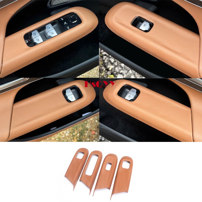 

Для Mercedes Benz E Class W214 2024, автомобильные аксессуары, дверное стекло, кнопка подъема, накладка, рамка, кожаная наклейка, модификация