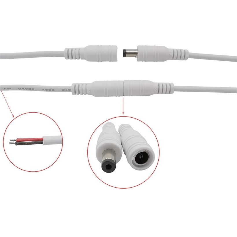 

Кабель DC 12V 5.5 x 2.1mm белый