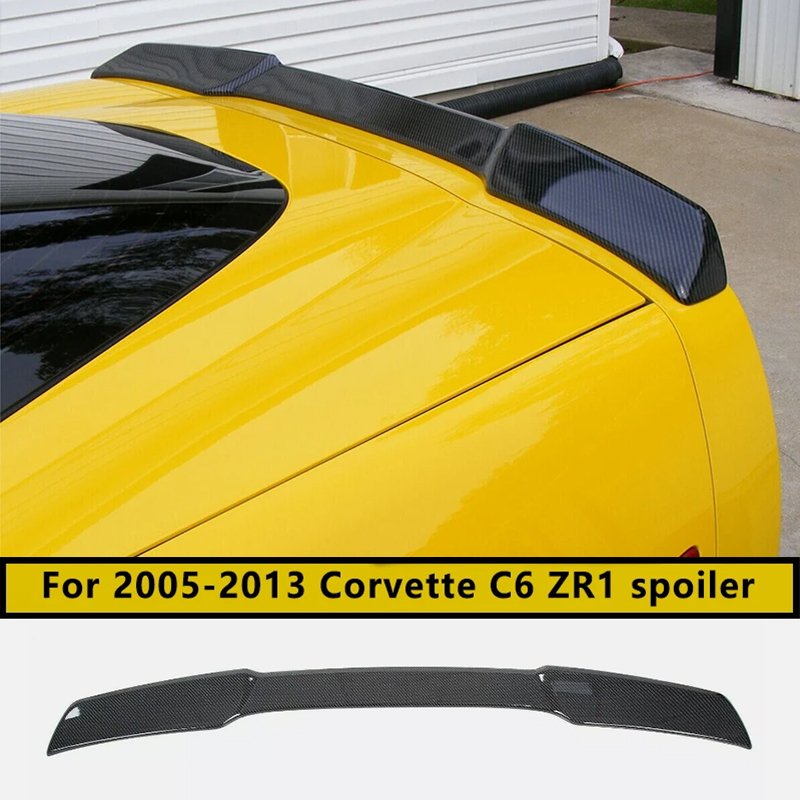 

Для 2005-2013 Corvette C6 ZR1 ABS пластиковая задняя крышка багажника, спойлер на крыло, узор из углеродного волокна и яркие черные автомобильные аксессуары