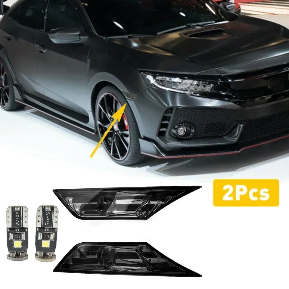 

2 черных указателя поворота, модифицированных черных светодиодных лампы для Honda Civic, хэтчбека для купе 2016-2021 20,5x4,5x3,3 см