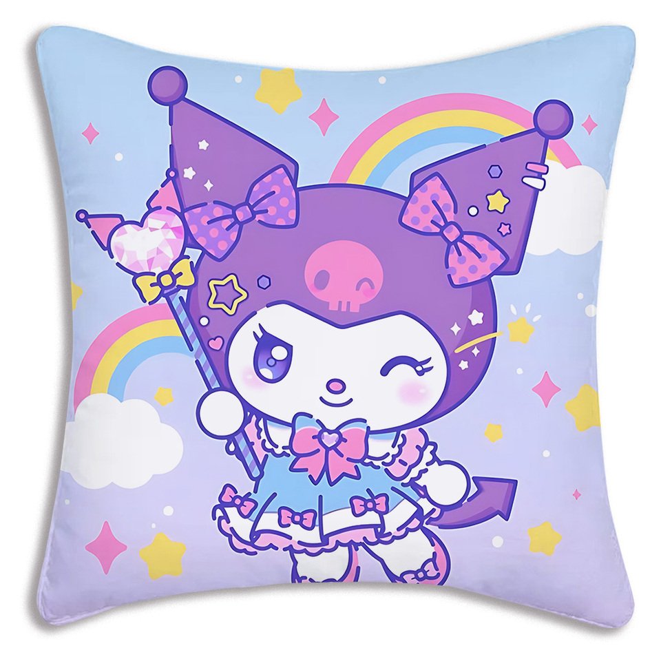 

Популярные наволочки с героями мультфильмов Kawaii Kuromis, мультяшный диван, декоративные домашние двусторонние печатные короткие плюшевые милые чехлы для подушек