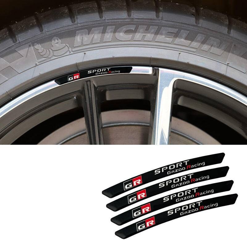 

4 шт., 3D эмблема на алюминиевое колесо для Toyota GR Sport Gazoo Racing наклейки втулки RAV4 Mirai Avensis Prado Prius C-HR 4WD