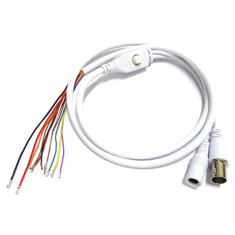 

1.5T 11Pin BNC Video DC12V Power OSD Control Pigtail Кабель Аналоговый модуль камеры видеонаблюдения Плата кнопки меню Концевой кабель, черный, белый