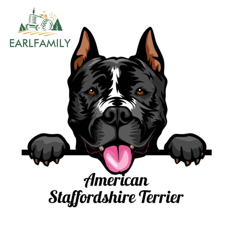 

EARLFAMILY 13 см x 12,3 см для американского Стаффорда терьера, головы собаки, автомобильные наклейки, модные простые наклейки, устойчивые к царапинам Декор