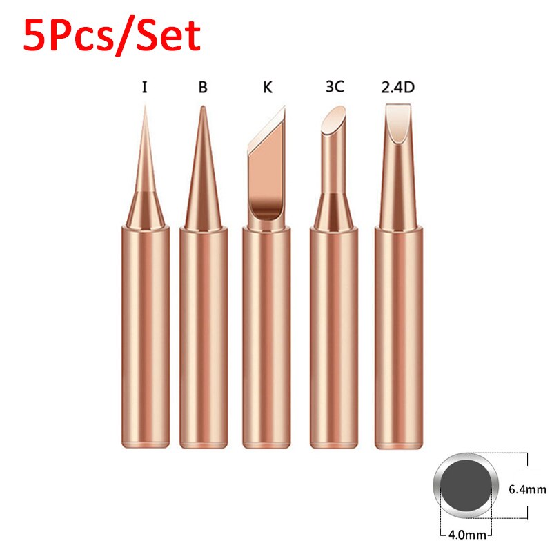 

Наконечники для паяльника I + B + K + 2.4D + 3C из меди, 5 шт.