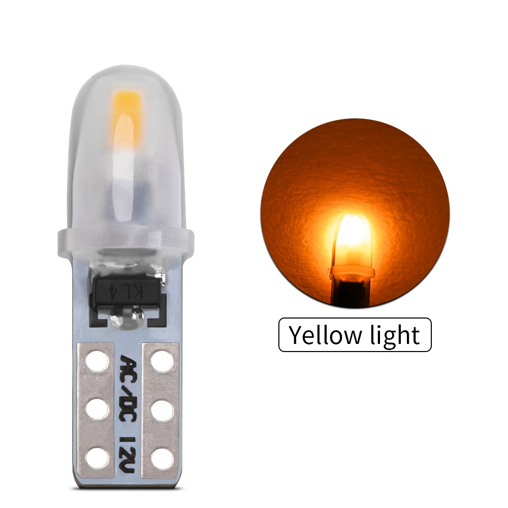 

10 шт. T5 W3W W1.2W 2 SMD 3014 Приборная панель автомобиля лампы Индикатор с клиновидным цоколем автомобильный инструмент лампа без полярности 6000K белый 12 В