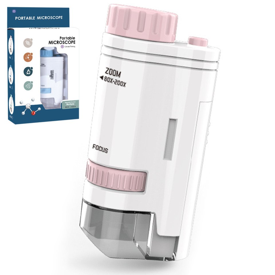 

Willkey карманный микроскоп 60-200x детский розовый/синий
