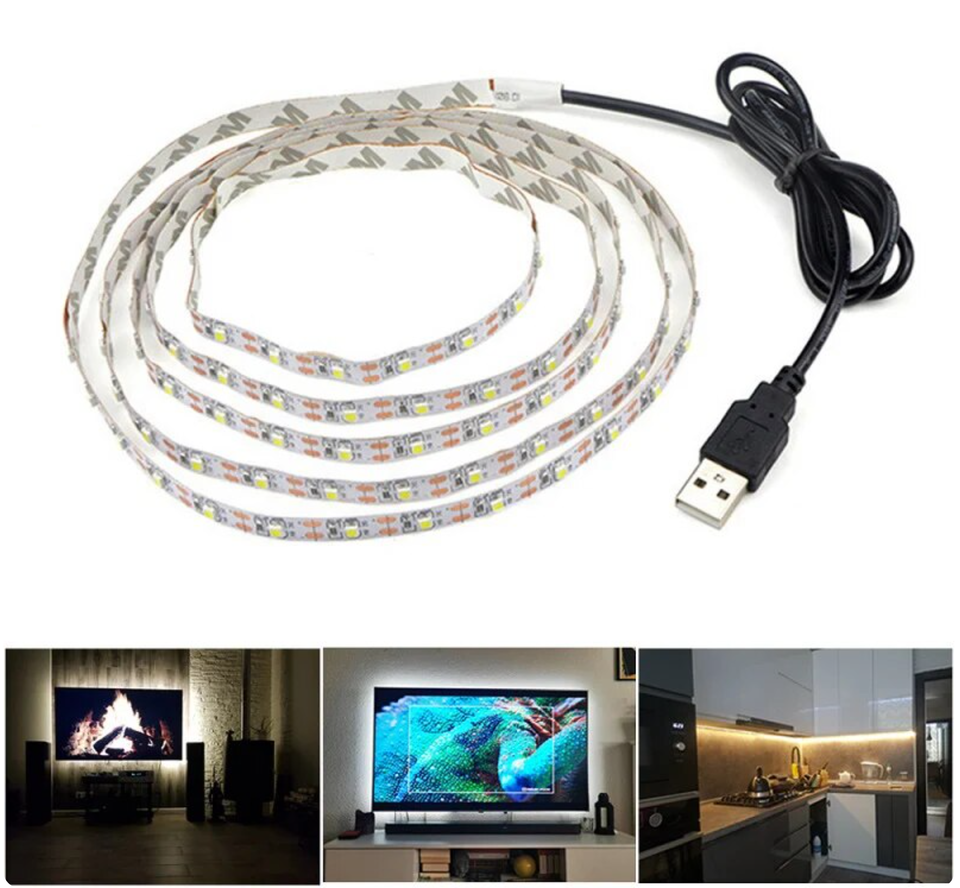 

USB Светодиодная лента 5V 1M 2M 3M 4M 5M не водонепроницаемый фон для телевизора