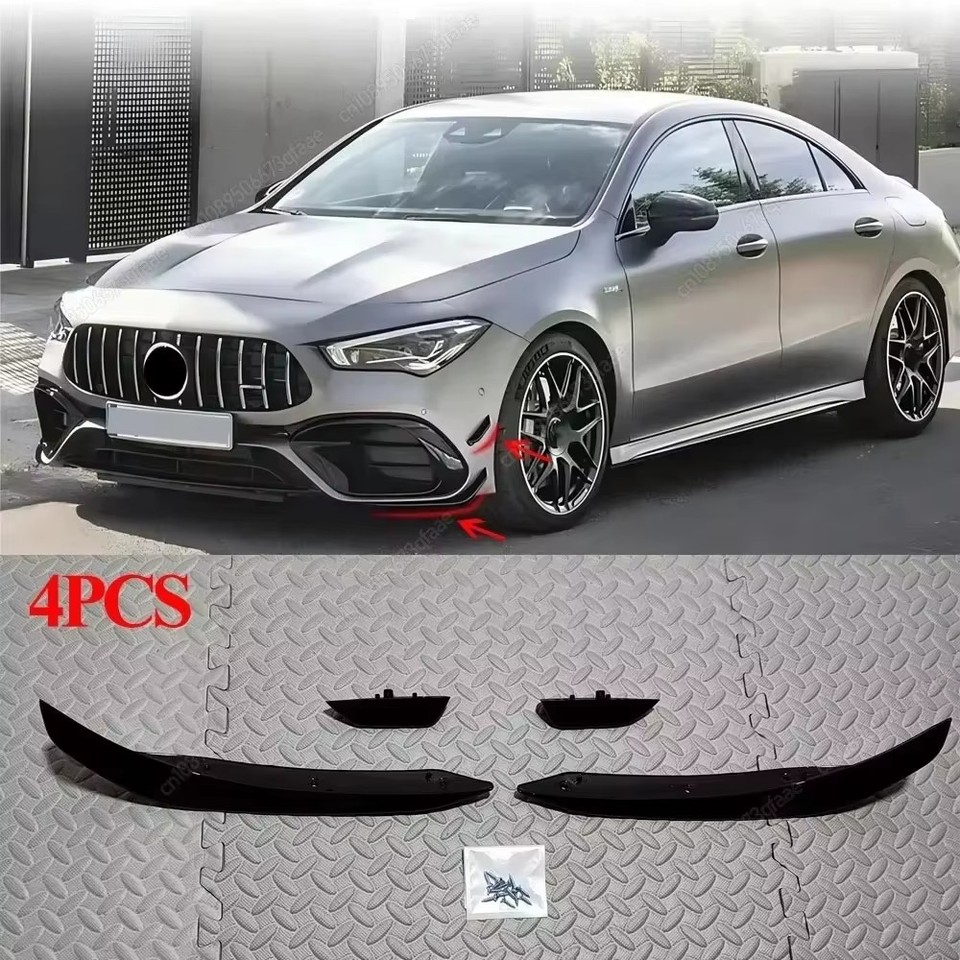 

Для Mercedes Benz C118 W118 CLA45 AMG 2019-2023 Автомобильный передний бампер, спойлер, передняя губа, нижняя решетка, Canard, ABS, обвесы, тюнинг