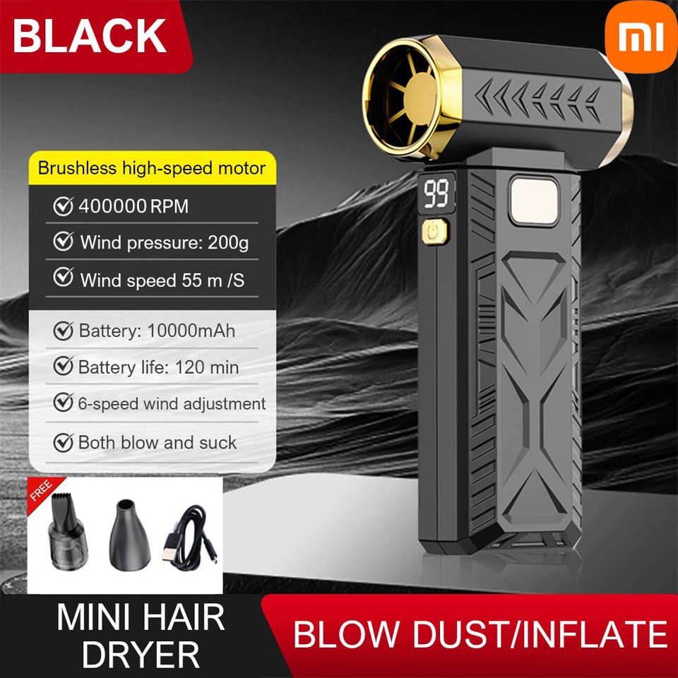 

Xiaomi 400000 об/мин жестокий вентилятор Мощный электрический воздуходувка Пылеочиститель типа C Быстрая зарядка 55 м/с Бесщеточный турбоструйный вентилятор