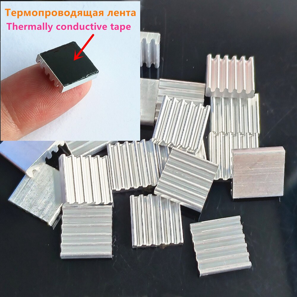 

20 шт./лот 12x12x3 мм алюминиевые радиаторы для ноутбука, охлаждающий ребро с термопроводящей лентой, электронный радиатор материнской платы