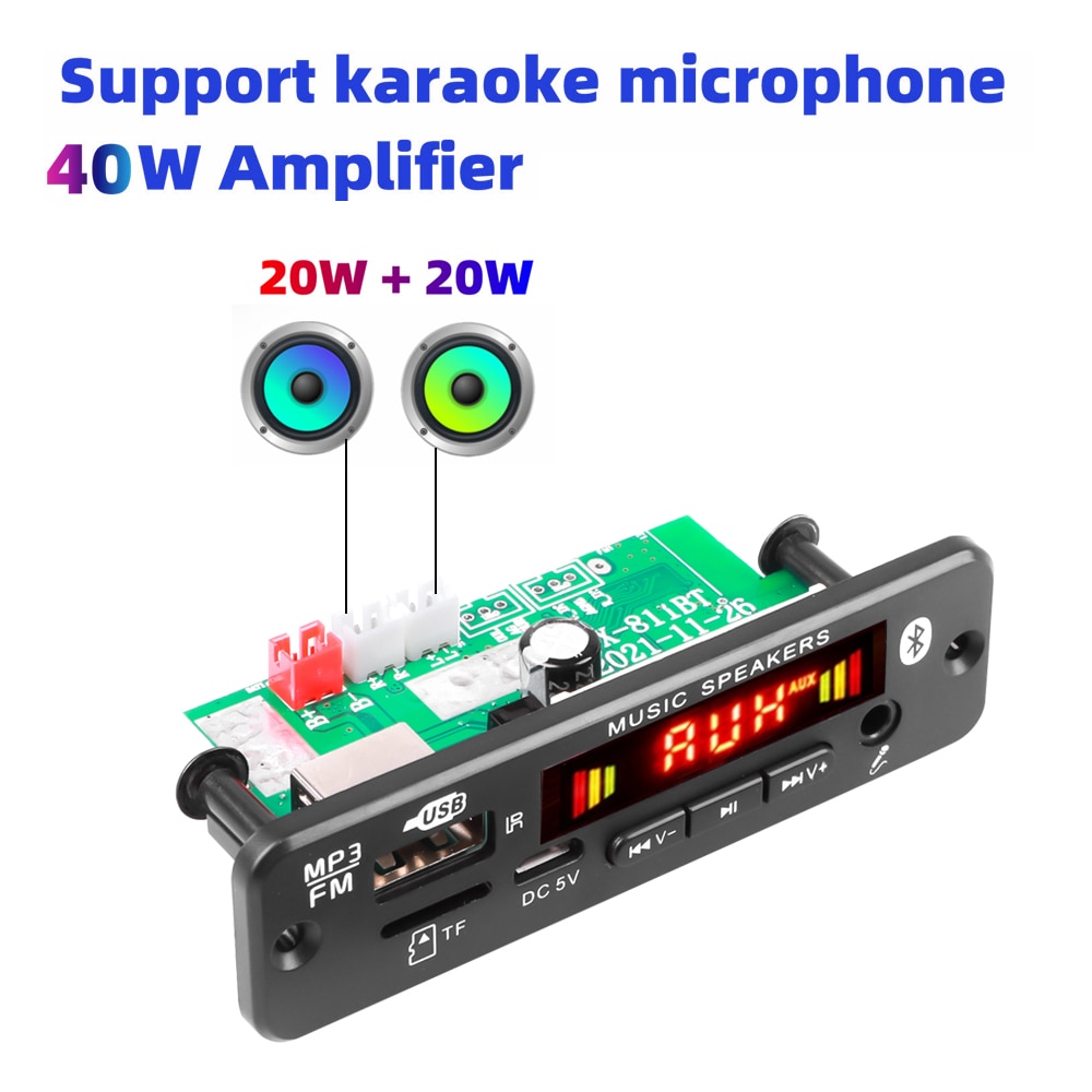 

Плата MP3 декодера 12 В, плата TWS Bluetooth 5,0, беспроводной аудио модуль с поддержкой APE USB AUX TF FM-радио, автомобильные аксессуары