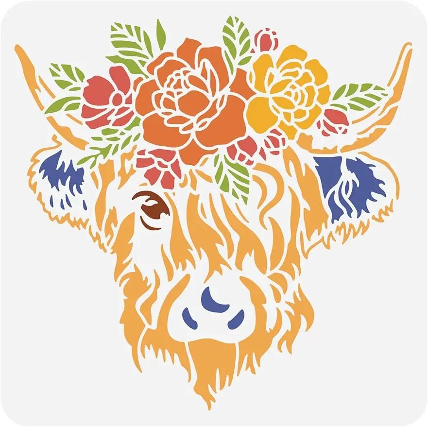 

Пластиковый шаблон для рисования Highland Cow, животное для художественной живописи, скрапбукинг и Украшение стен, 12x12 дюймов