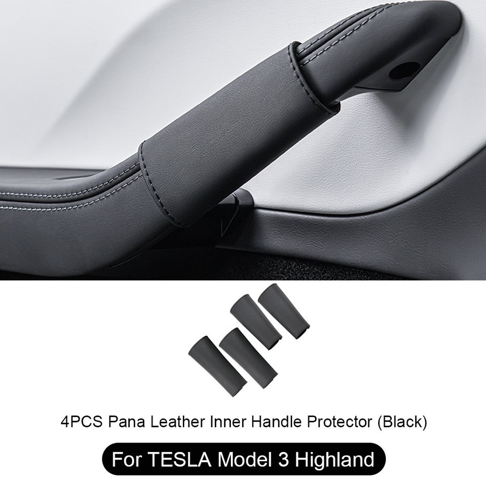 

Для Tesla Model 3 Highland 2024 4 шт., защитная крышка для внутренней ручки двери, кожаная крышка Napa Model Y, аксессуары для дверных ручек Juniper