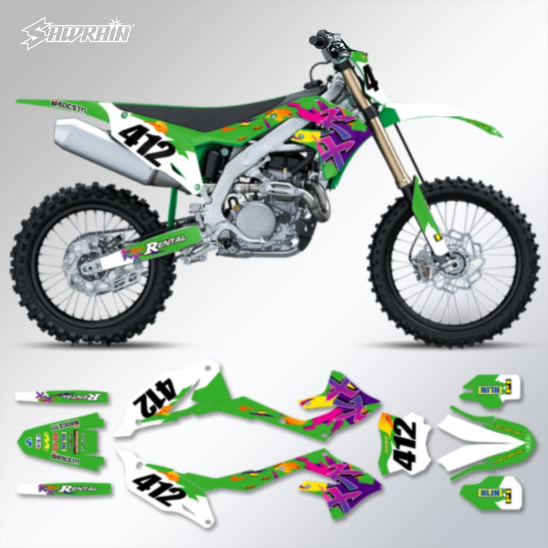 

Набор наклеек с графикой мотоцикла Sawrain для KAWASAKI KXF450 KX450 2019-2023 KXF250 KX250 2021 2022 2023 2024