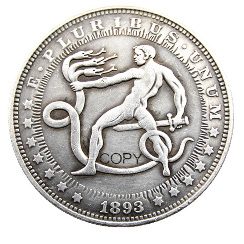 

Серебряные копии монет HB(195) US Hobo Morgan Dollar Skull Zombie Zkeleton