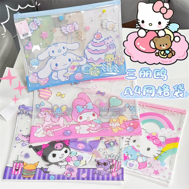 

Сетчатая Сумка Для Документов Sanrio С Рисунком Hello Kitty Kuromi Cinnamoroll, Формат А4 Для Хранения Файлов
