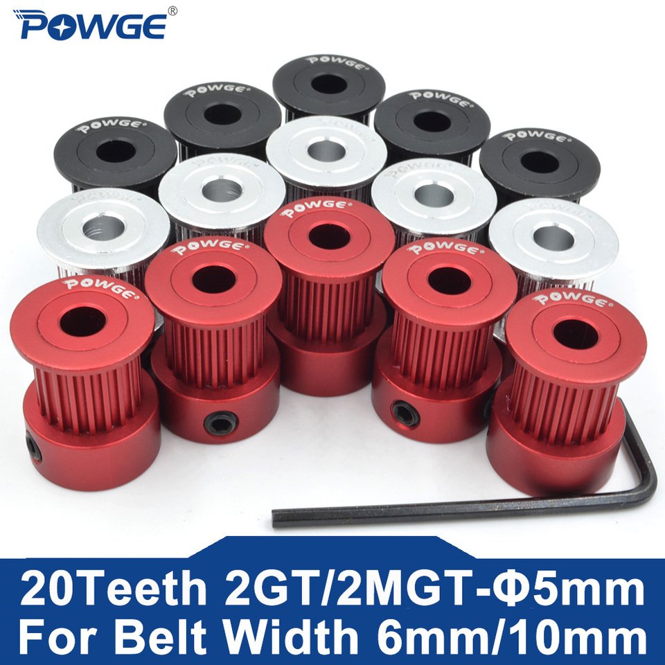 

POWGE Шкив синхронный 20 зубов, алюминий, 5 мм, для ремня 6/10 мм, 5 шт